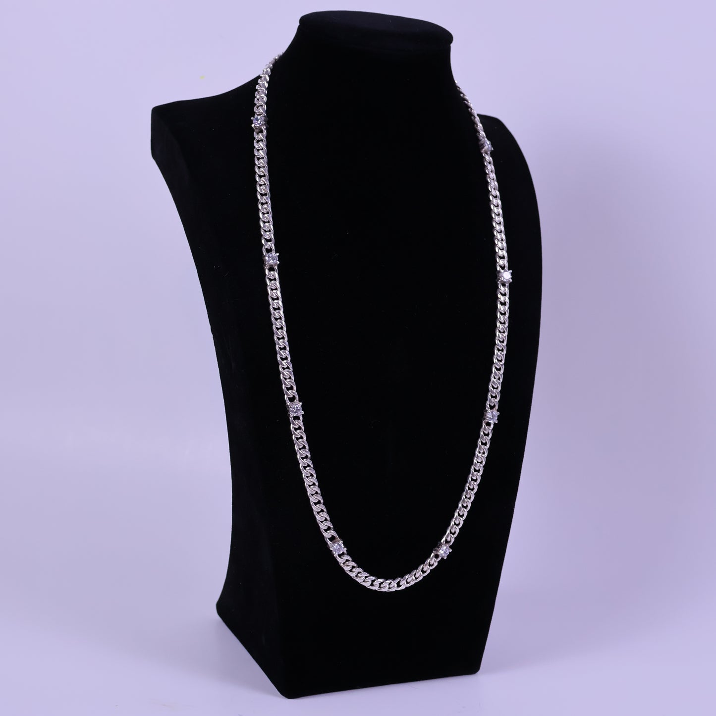 Cuban Link chain with Zirconias - Peruvian 950 Silver