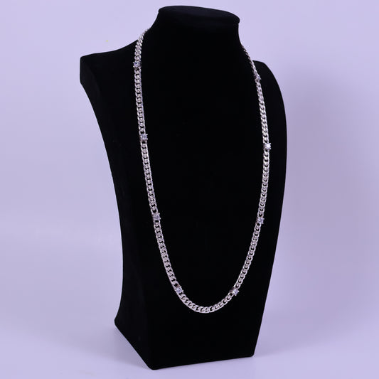Cuban Link chain with Zirconias - Peruvian 950 Silver