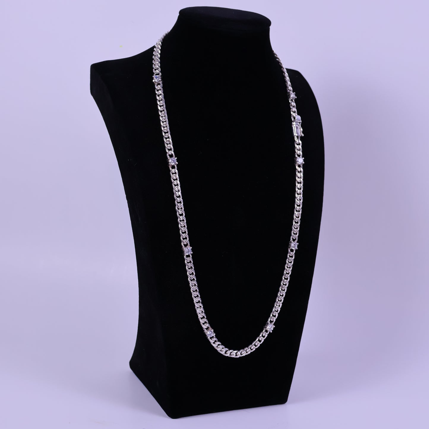 Cuban Link chain with Zirconias - Peruvian 950 Silver