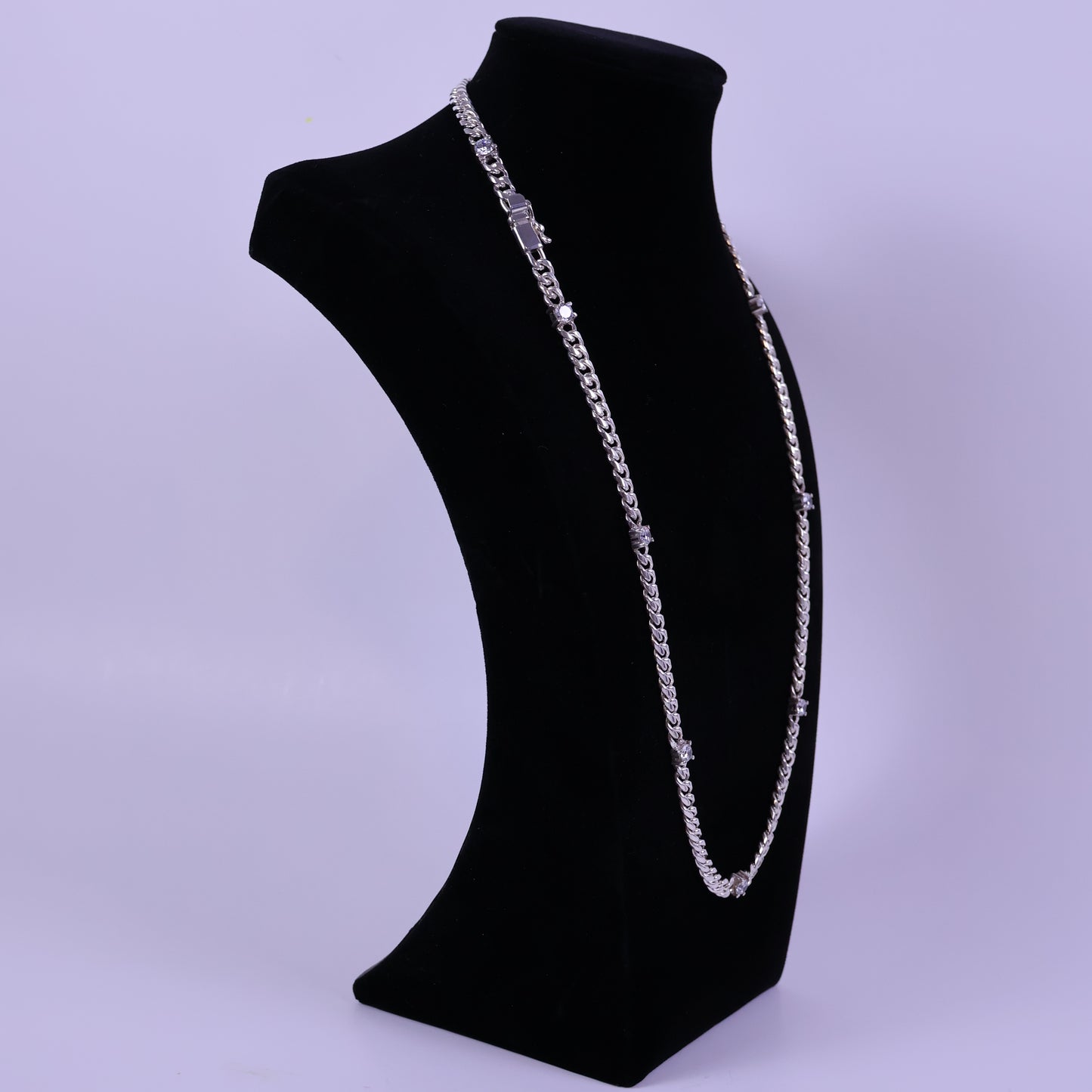 Cuban Link chain with Zirconias - Peruvian 950 Silver