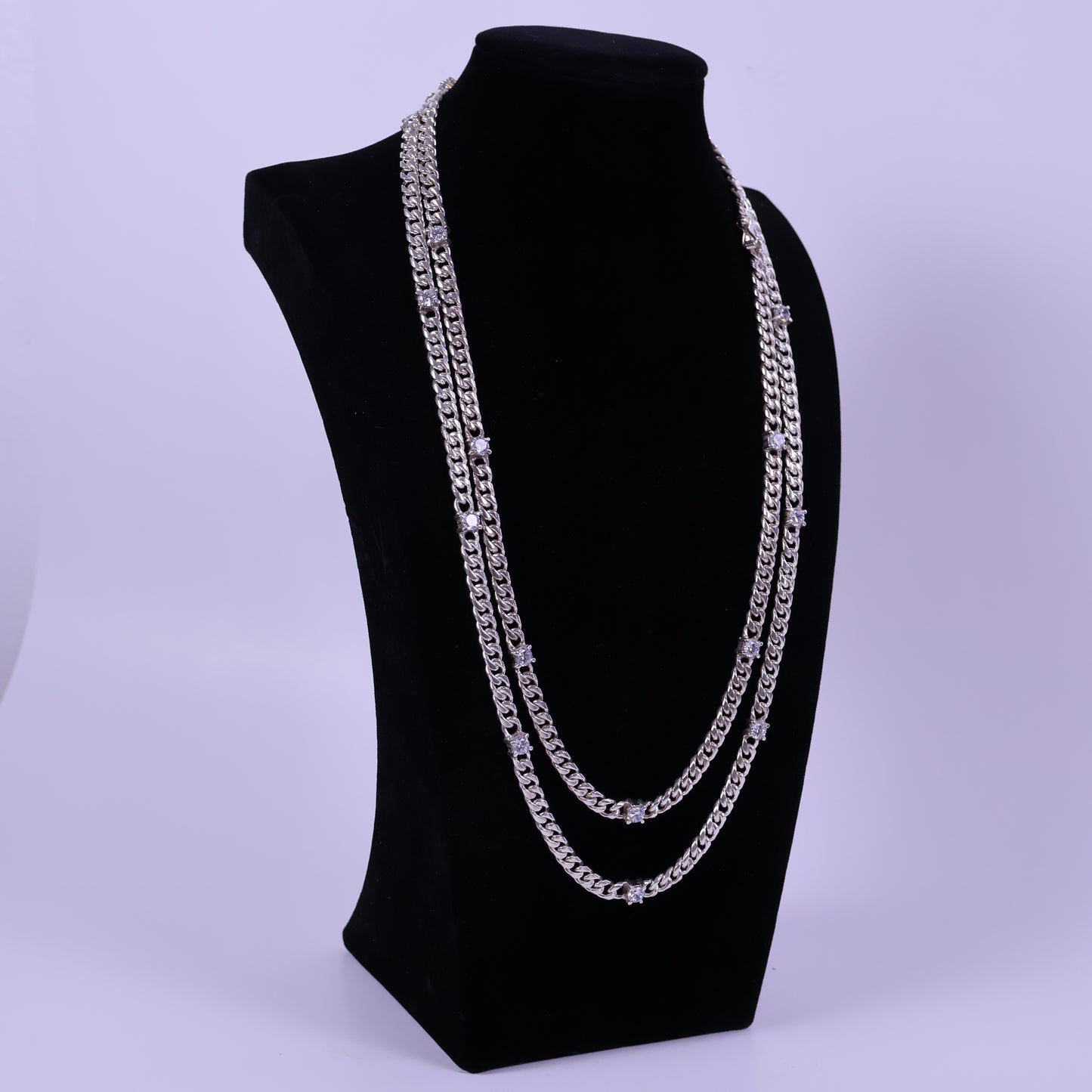 Cuban Link chain with Zirconias - Peruvian 950 Silver
