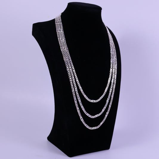 Alternating Egyptian & Curb link chain - Peruvian 950 Silver