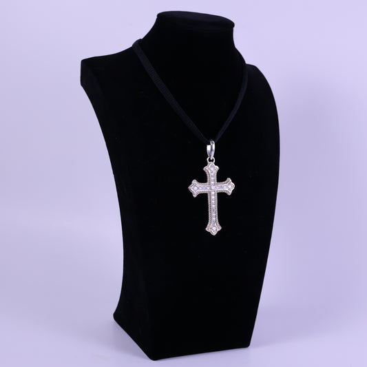 Cross Pendant with Zirconias (Only pendant) - Peruvian 950 Silver