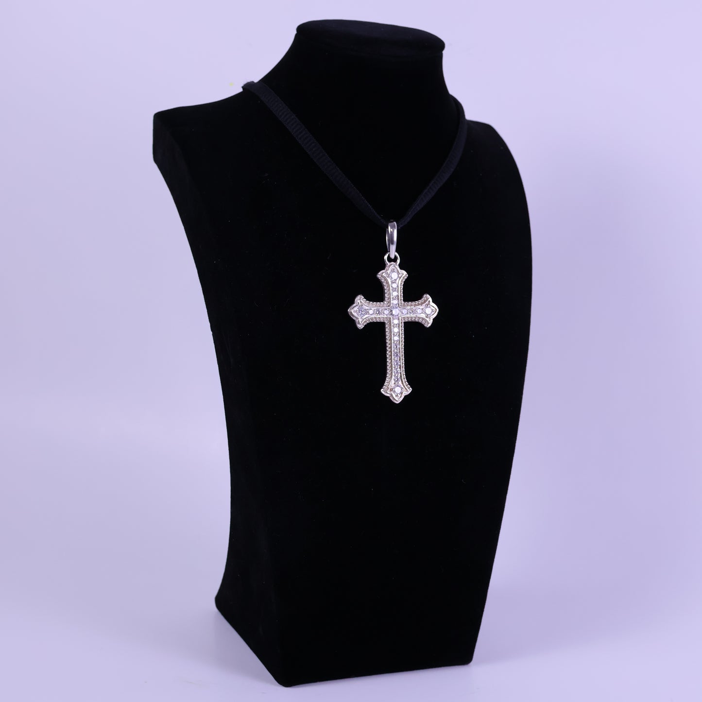 Cross Pendant with Zirconias (Only pendant) - Peruvian 950 Silver