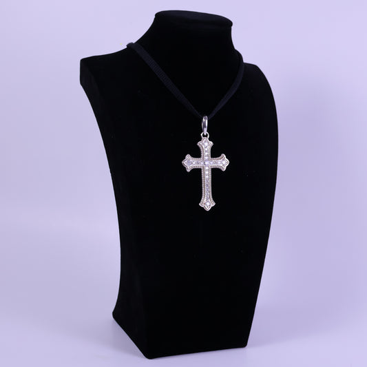 Cross Pendant with Zirconias (Only pendant) - Peruvian 950 Silver