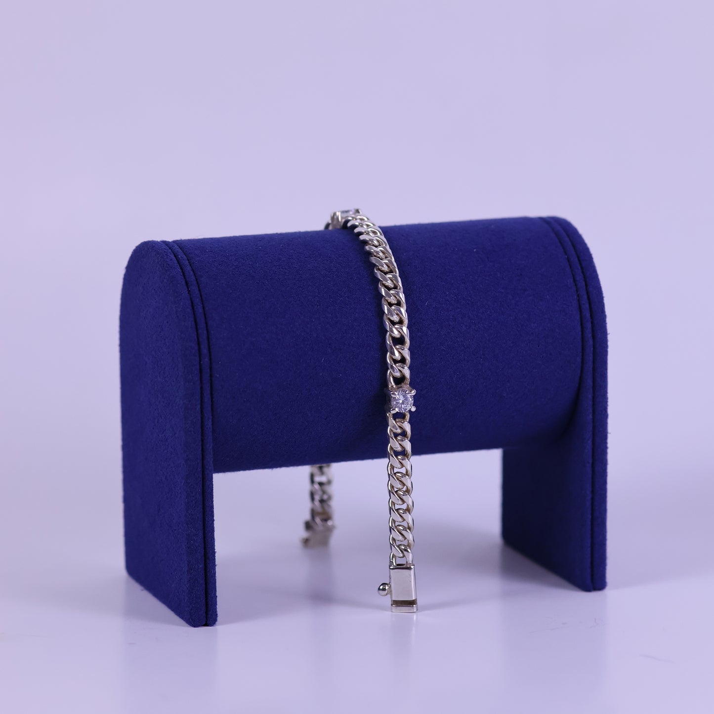 Cuban link bracelet with Zirconias - Peruvian 950 Silver