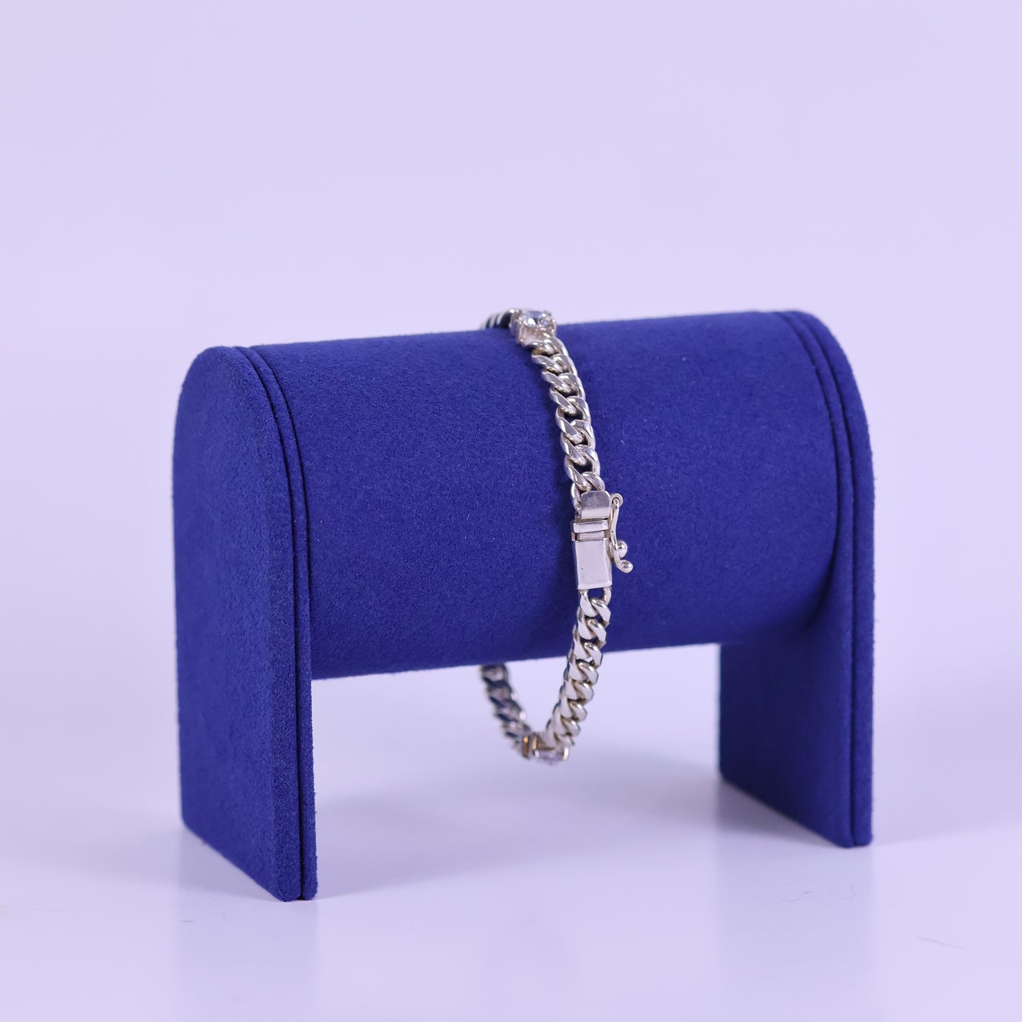 Cuban link bracelet with Zirconias - Peruvian 950 Silver