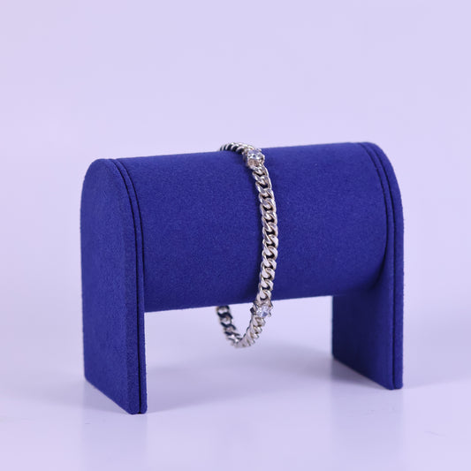 Cuban link bracelet with Zirconias - Peruvian 950 Silver